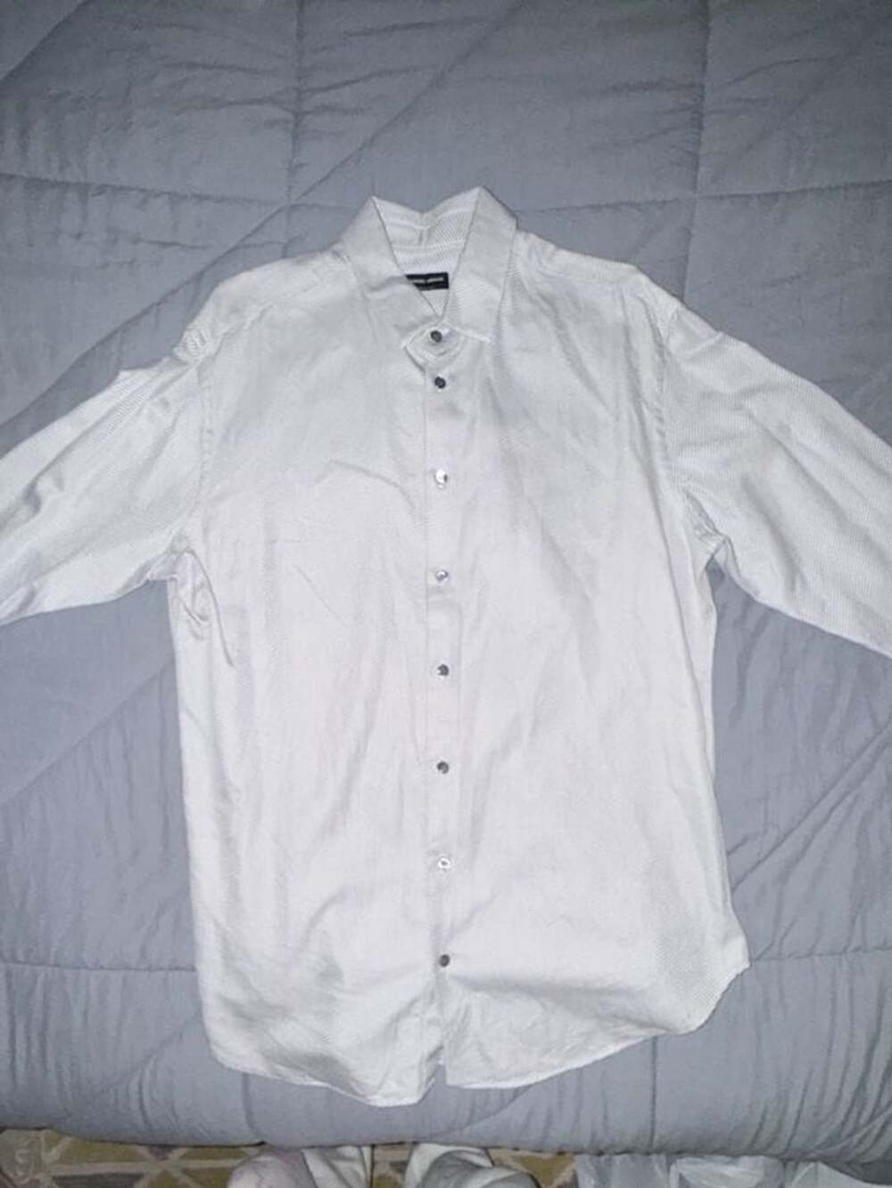 Giorgio Armani Long Sleeve Button Up Shirt Size 42 White Textured